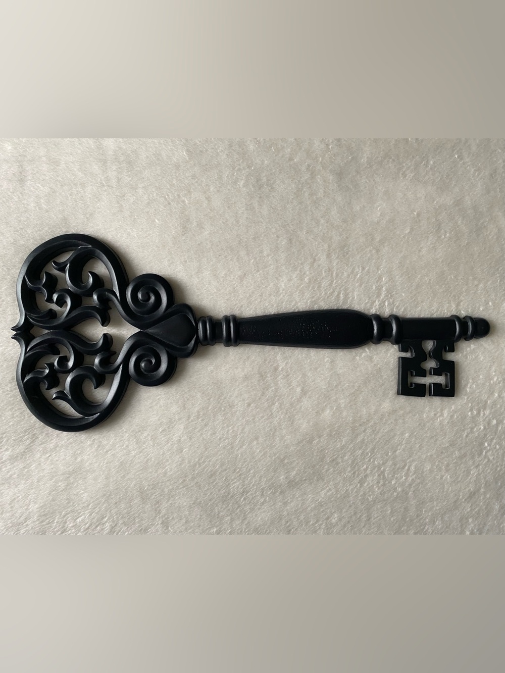 Key Wall Hanging Wood Art Black Ornate Decor